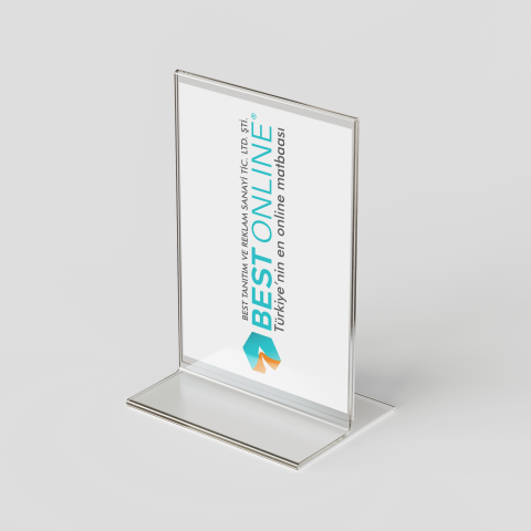 Pleksi T Tipi Masaüstü Föy Tutucu ve Menülük