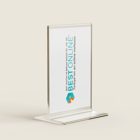 Pleksi T Tipi Masaüstü Föy Tutucu ve Menülük