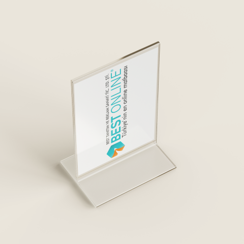 Pleksi T Tipi Masaüstü Föy Tutucu ve Menülük