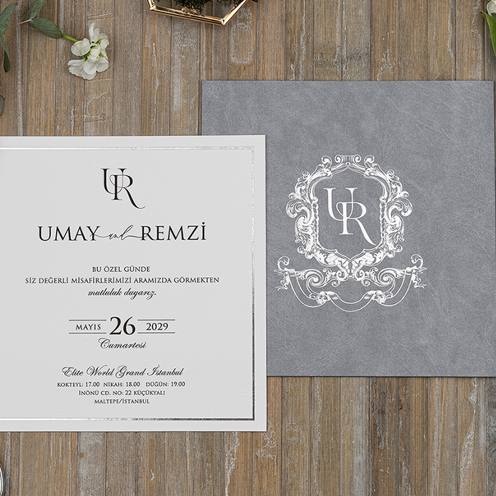 Erdem 5103 Modern Desenli Düğün ve Nişan Davetiyesi