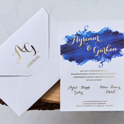 Erdem Butiqline 1148 Modern Geometrik Detaylı Lüks Düğün Davetiyesi