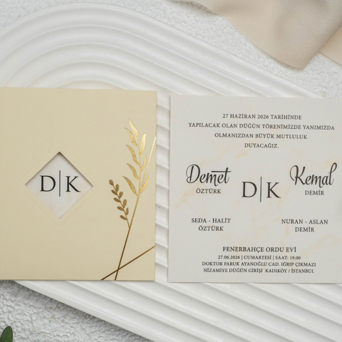 Erdem Ekonom 9312 - Modern ve Zarif Düğün Davetiyesi