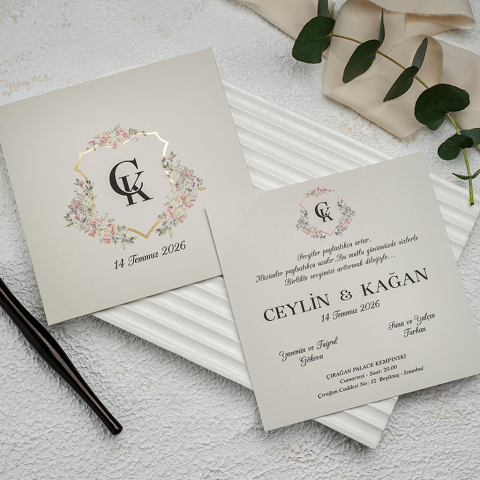 Erdem Ekonom 9289 – Klasik ve Göz Alıcı Düğün Davetiyesi
