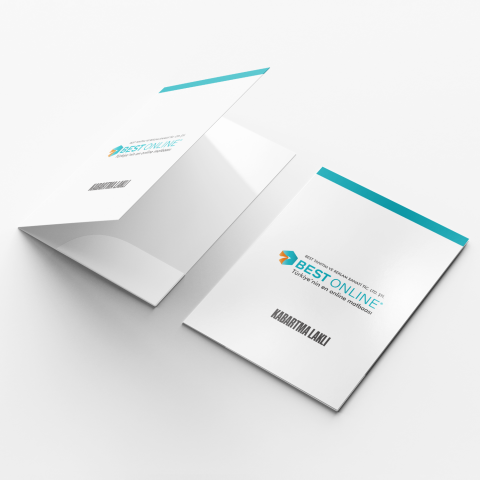 350 gr Kuşe Cepli Dosya – Tek Yön Renkli, Mat Selefon - Kabartma Laklı