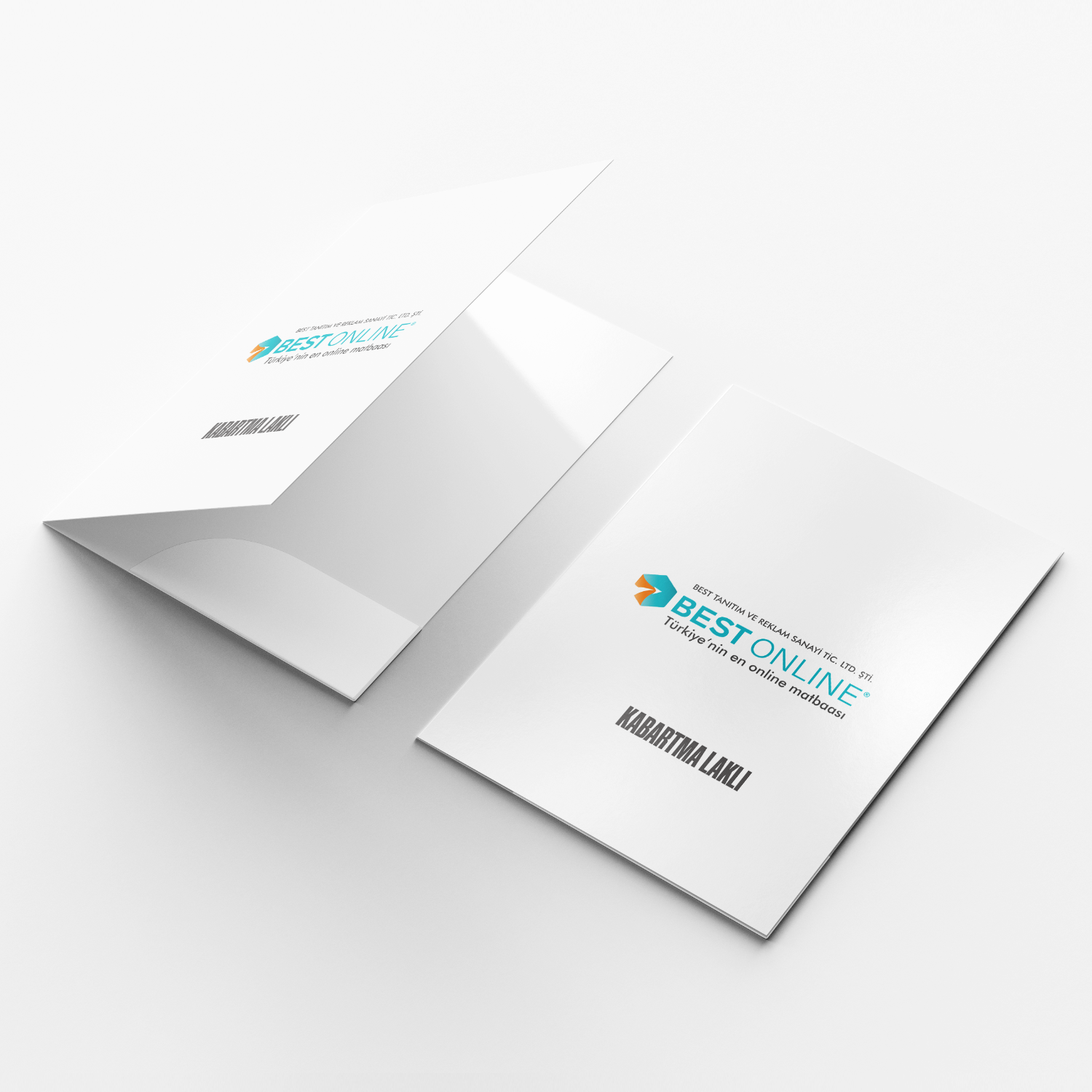 350 gr Kuşe Cepli Dosya – Tek Yön Renkli, Mat Selefon - Kabartma Laklı