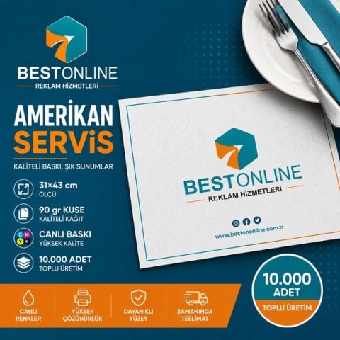 Amerikan Servis 31×43 – 90 gr Kuşe, Canlı Baskı -10000