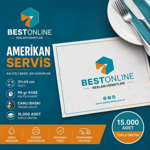 Amerikan Servis 31×43 – 90 gr Kuşe, Canlı Baskı - 15000 Adet