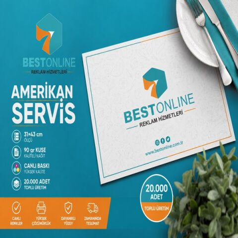 Amerikan Servis 31×43 – 90 gr Kuşe, Canlı Baskı - 20.000 Adet