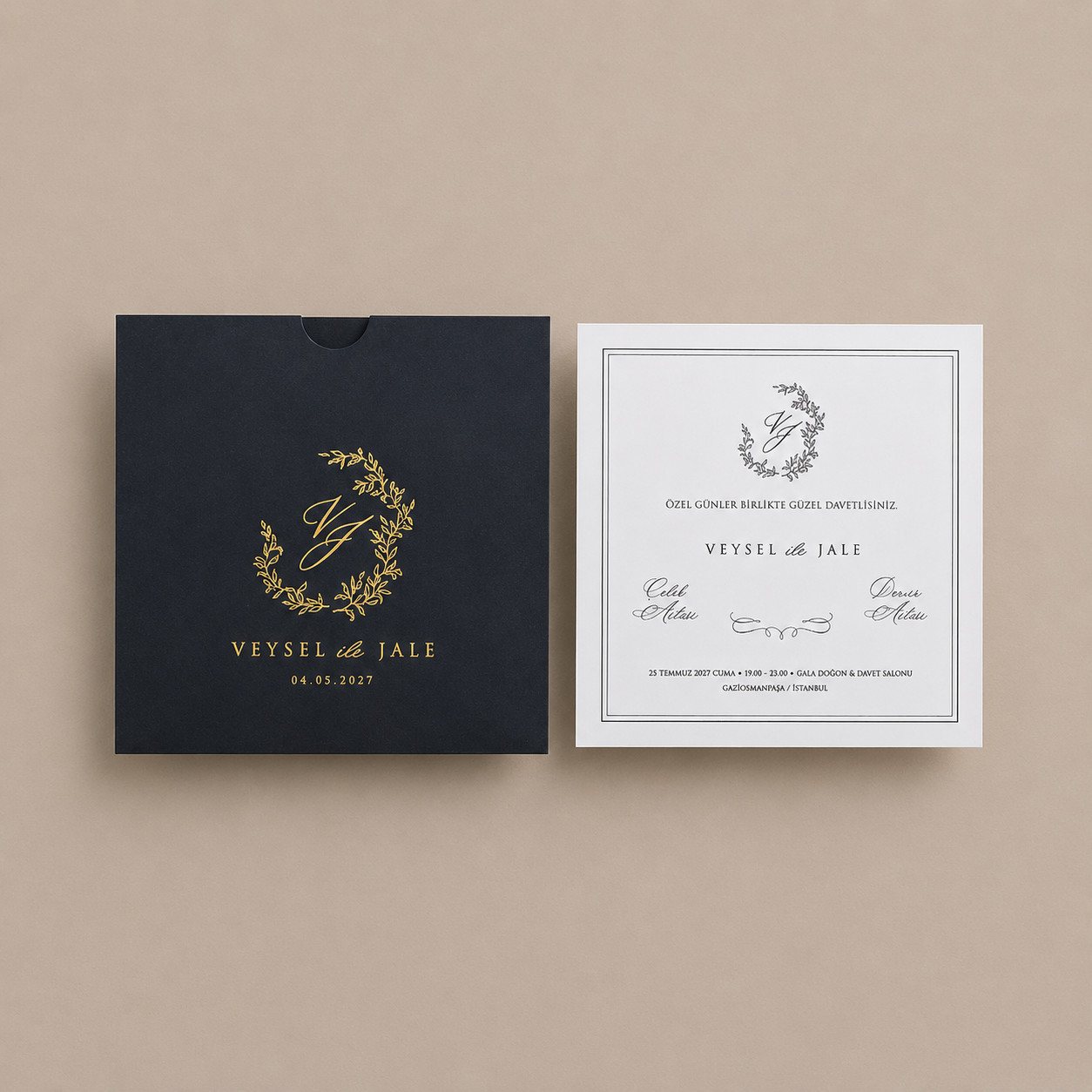 Enfa Modern Davetiye 1301 - Minimalist ve Zarif Düğün Davetiyesi