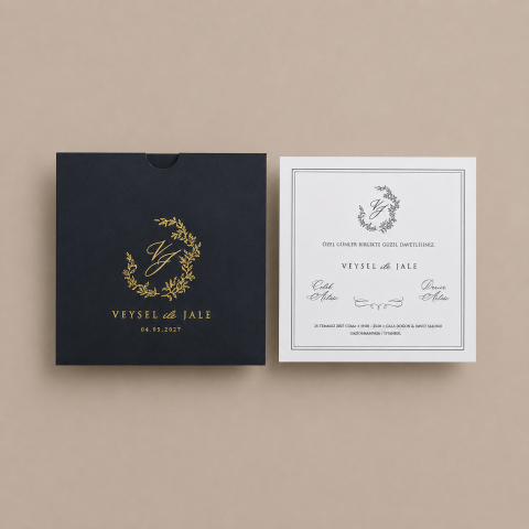 Enfa Modern Davetiye 1301 - Minimalist ve Zarif Düğün Davetiyesi