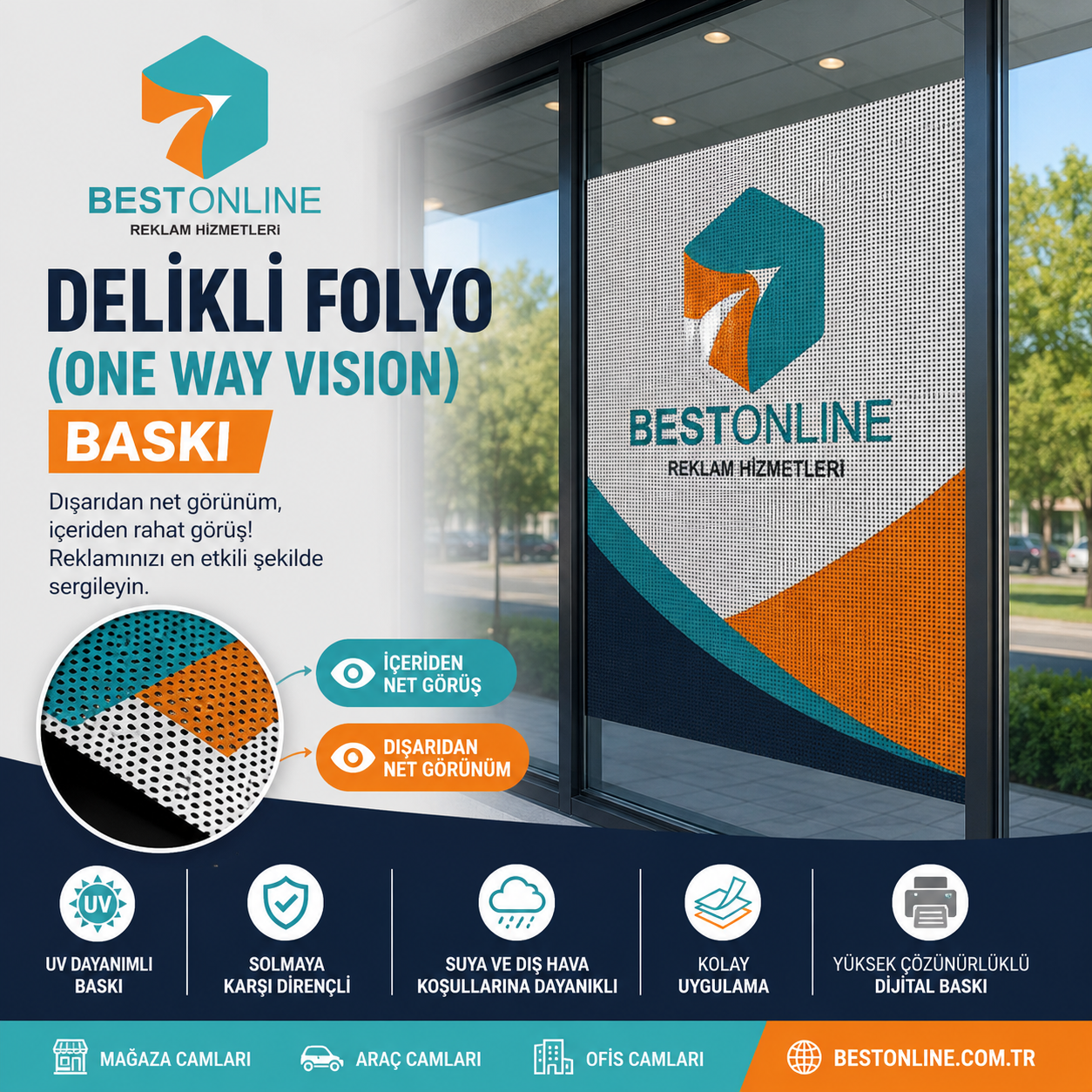 Delikli Folyo (One Way Vision) Baskı