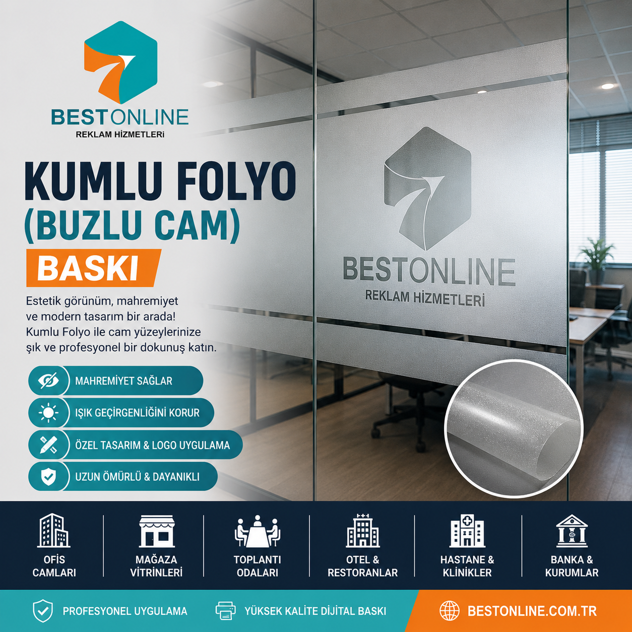 Kumlu Folyo (Buzlu Cam) Baskı