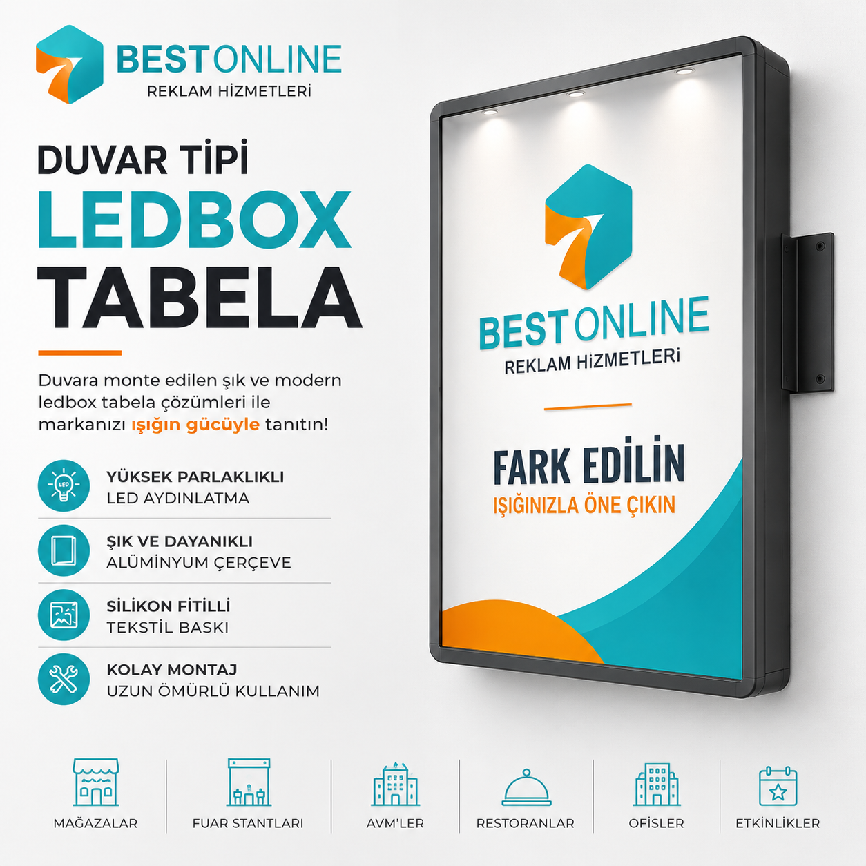 Duvar Tipi LEDbox - Işıklı Kumaş Tabela