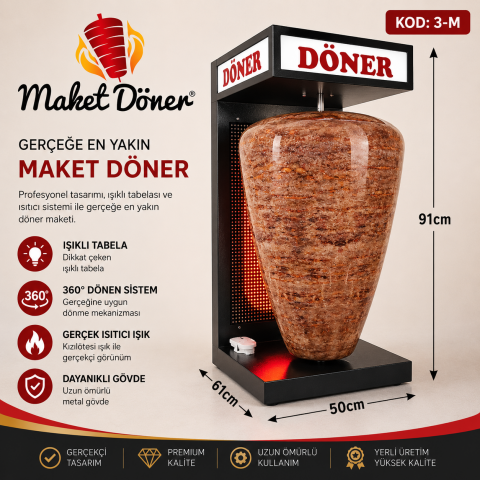 Profesyonel Büyük Boy Et Döner Maketi (Işıklı ve Dönen Sistem)