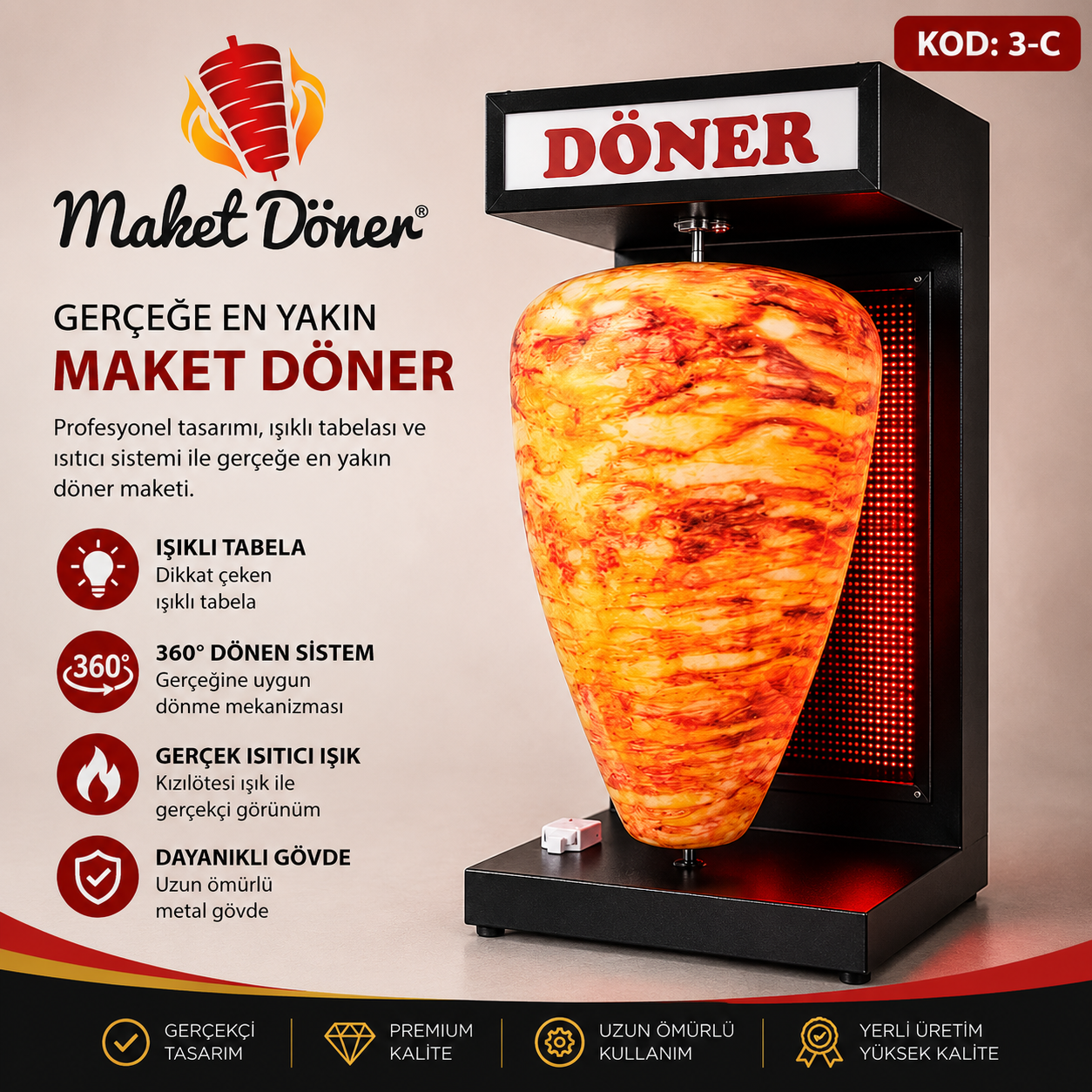 Maket Döner-Profesyonel Büyük Boy Tavuk Döner Maketi